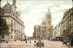 Saint Denis CPA the cathedral (children)