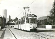 CPM Jahre StraBenbahn Jena Blick von der Brucke 1975