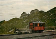 CPM Locomotive MGI HG à la station terminus des Rochers de Naye 15 septembre 1983