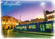 CPM Le théâtre le tramways sur la place de la Comédie Montpellier