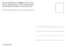 CPM Das universistats tram Cobra Sondertram der VBZ