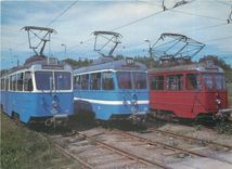 CPM Sslidj the lidingo railway cars displays three different liveries at Aga