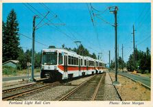 CPM A coupled air of Bombardier built light rail cars uses the crossover on E Burnside St ave