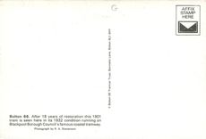 CPM Bolton tram is seen here running on Blackpool Boruough Council s famous coastal tramway