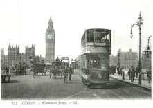 CPM Westminster bridge this turnof the centery view shows big ben to the left of the tram and Scotla