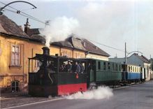 CPM WLB steam tramway locomotive no 11 heading railfan special in Baden Austria 