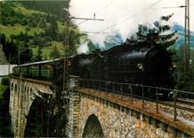 CPM Dampfextrazug der Rhatischen Bahn auf dem Soliser Viadukt 