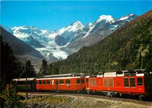 CPM Schweiz Berninabahn mit Moreratschgletscher Bellavista Piz Bernina und Piz Morteratsch 