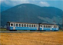 CPM Chemin de fer Aigle Ollon Monthey Champery Push pull train Be 4 4 104 and Bt 134 