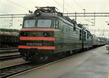 CPM Locomotive WL 82 M 066 heading express train LeningradHelsinki at Vainikkala station 