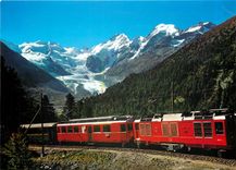 CPM Berninabahn mit Morteratschgletscher Bellavista Piz Bernina und Piz Morteratsch 