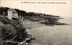 Pornic CPA Cote et plage de Gourmalon vers la Birochere