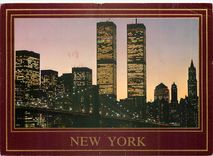 CPM New York The Brooklyn Bridge surroundeed by the towering lower Manhattan skyline 