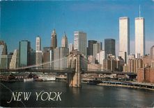 CPM New York Exciting View of Downtown Manhattan Skyline with Brooklyn Bridge in the Foreground New 