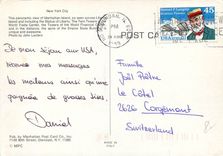 CPM New York City This panoramic view of Manhattan island as seen across Liberty Island including th