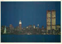 CPM This extraordinary view of New York Bay shows the Statue of Liberty  Empire State  Chrysler and 