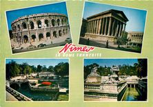 CPM Nimes Arenes Maison Carree Jardins de la Fontaine Bains Romains 