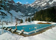 CPM Leukerbad Loeche les Bains Das Schwimmbad im Winter Gemmipass 