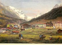 CPM Leukerbad mit Balmhorn Loeche les Bains et le Balmhorn nach Stahlstich von Rohbock 