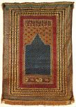 CPM Gebetteppich mit blauem Mihrab Wolle Ghiordes Kleinasien Sammlung Robert Akeret im Muraltengut Z