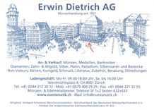CPM Erwin Dietrich AG Munzenhandlung seit 1957  Monnaie