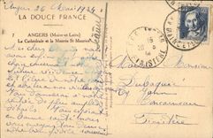 Angers CPA the cathedral and the rise St Maurice (stamp Jacquard Lyon)