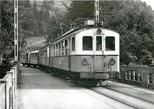 CPM Les Planches train pour les Diablerets sur le viaduc de la Grande-Eau 10.6.1973