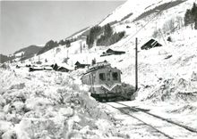 CPM ABDe 4/4 3 entre les Bovets et les Diablerets dans une zone d'avalanche 19.2.1984