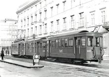 CPM Be 2/2 210 et 2 B2 a l'Aeschenvorstadt 3.1.1968