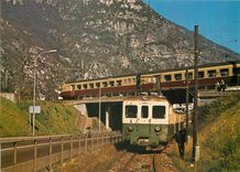 CPM Begegnung der Biasca-Acquarossa Bahn mit dem TEE-Zug ''Ticino''