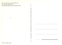 CPM Zur Erinnerung an eine Fahrt mit em goldige Sachsitram der Verkehrsbetriebe der Stadt Zurich