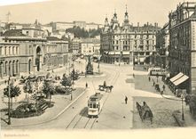 CPM Gemutliches Zurich 1902 Bahnhofplatz mit imposanterm Du Nord-Haus