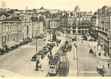 CPM Mittagsverkehr am Bahnhof 1934 Vorne Tram 148 ehemals Albisgutlibahn AGB Nr 2