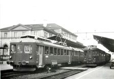 CPM Rirschach umsteigen RHB ABDeh 4/4 23 + B2 9 neben SBB Jurapfeil Rbe 2/4 1010