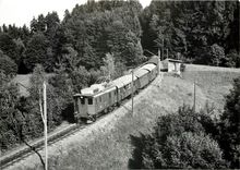 CPM Bis 1967 taglish zu sehen RHB-Lok von 1930 mit Zweiachs-Personen und Guter-Wagen