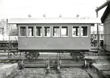 CPM RHB C 8 (1893 aus Sommerwagen von 1875 gebaut) auf der Schiebebuhne bei der Bergstation Rorschac