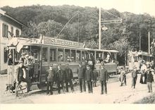 CPM Montheron  lors de l'inauguration du prolongement de la ligne en 1907.Ce 2/2 45 et C101. Coll. P