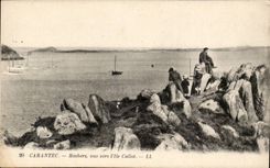 Carantec CPA Rocks seen towards the island Stone-block