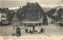 CPA GRENOBLE- Avenues de la Gare et Alsace-lorraine-Les Alpes-LL Tramway