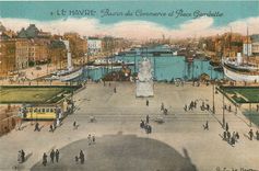 CPA Le Havre Bassin du Commerce et Place Gambetta Tramway