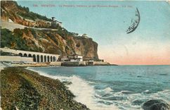 CPA Menton La Frontiere Italienne et les Rochers Rouges 