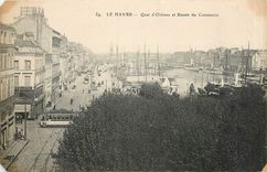 CPA Le Havre Quai d'Orleans et Bassin du Commerce Bateaux Tramway