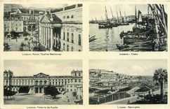 CPA Lisboa Rocio Teatro Nacional Caes Palacio de Ajuda Panorama 