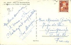 CPM Oran Place du Marechal Foch le Theatre et la Colline de Santa Cruz 