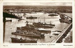CPA Casablanca Le Port vu d'Avion Bateaux