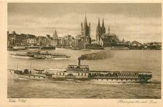CPA Koln Rh Rheinpartie mit Dom Bateau