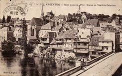 Nickle silver CPA Left bank old bridge and old galleries