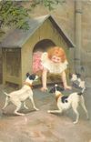 CPA Enfant Chiens