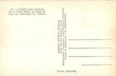 CPM Paris Vue aerienne de la Tour Eiffel la Seine et l'Arc de Triomphe de l'Etoile 