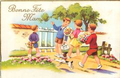 CPA Bonne Fete Mamam Enfants Chien